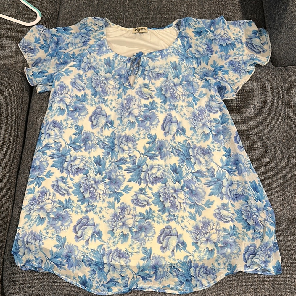 Show Me Your MuMu Blue and White Mini Dress